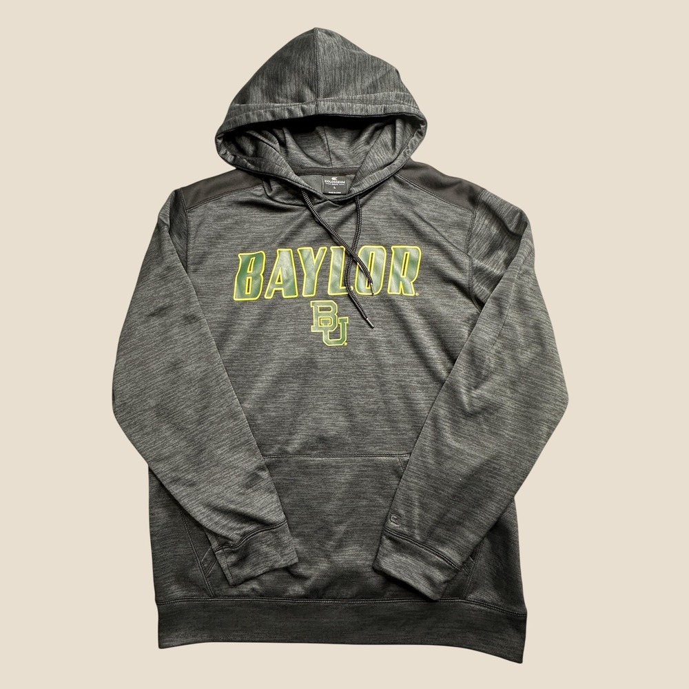 Baylor Hoodie Mens L Gray NCAA Football Bears Colosseum Athletic Pullover